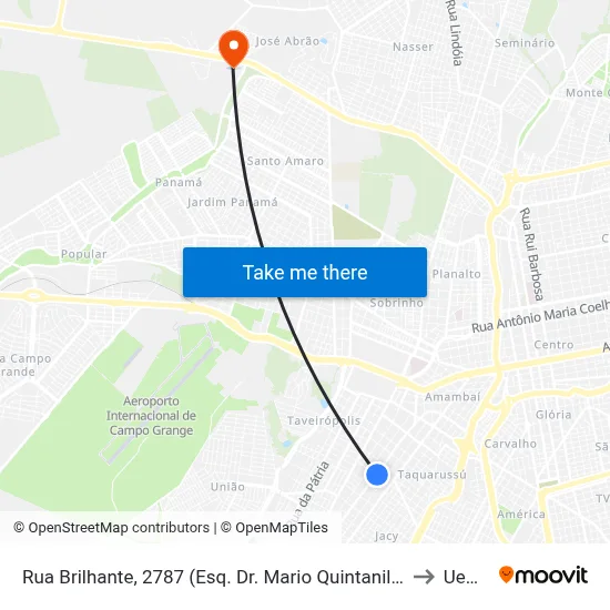Rua Brilhante, 2787 (Esq. Dr. Mario Quintanilha) to Uems map