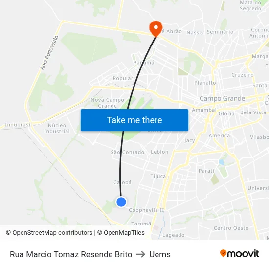 Rua Marcio Tomaz Resende Brito to Uems map