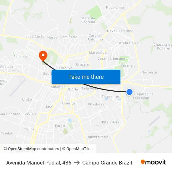 Avenida Manoel Padial, 486 to Campo Grande Brazil map