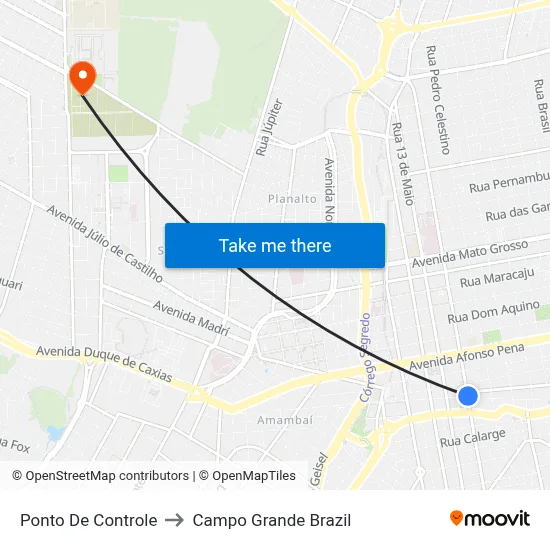Ponto De Controle to Campo Grande Brazil map