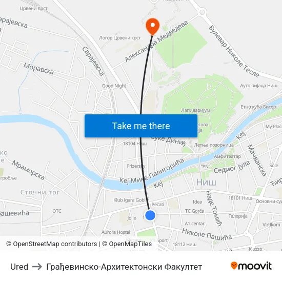 Ured to Грађевинско-Архитектонски Факултет map