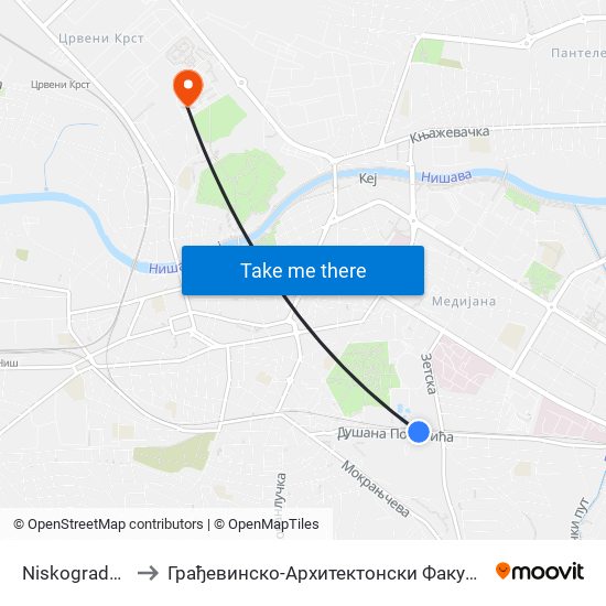 Niskogradnja to Грађевинско-Архитектонски Факултет map