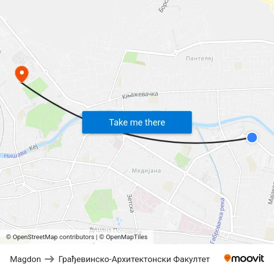 Magdon to Грађевинско-Архитектонски Факултет map
