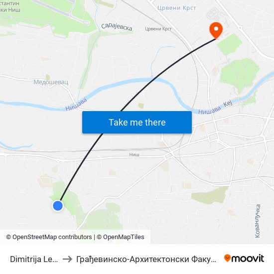 Dimitrija Leka to Грађевинско-Архитектонски Факултет map