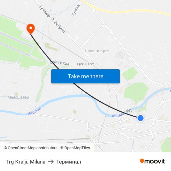 Trg Kralja Milana to Терминал map
