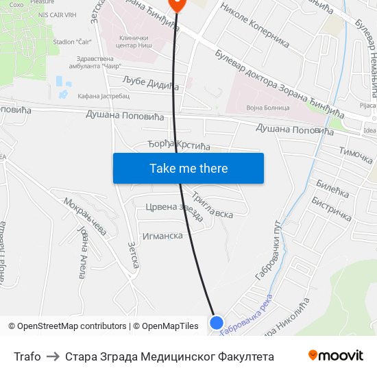 Trafo to Стара Зграда Медицинског Факултета map