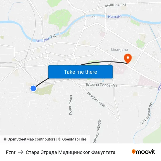 Fznr to Стара Зграда Медицинског Факултета map