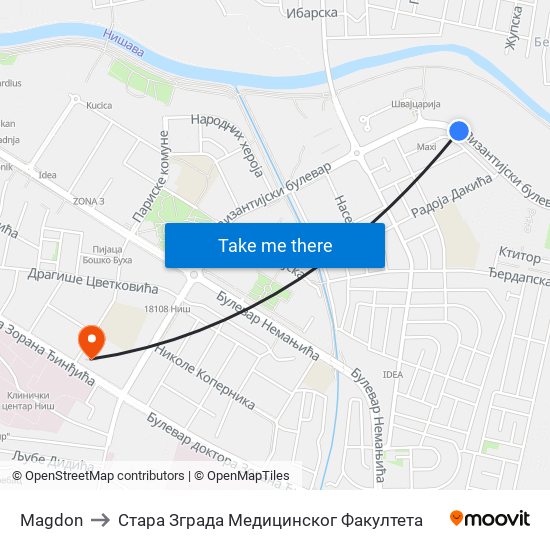 Magdon to Стара Зграда Медицинског Факултета map