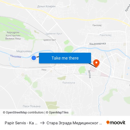 Papir Servis - Ka Centru to Стара Зграда Медицинског Факултета map