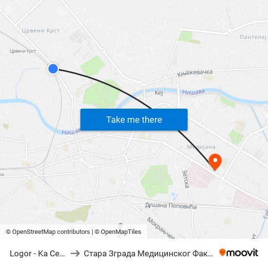 Logor - Ka Centru to Стара Зграда Медицинског Факултета map