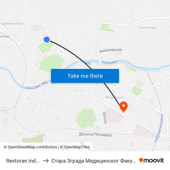 Restoran Indeks to Стара Зграда Медицинског Факултета map