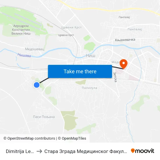 Dimitrija Leka to Стара Зграда Медицинског Факултета map