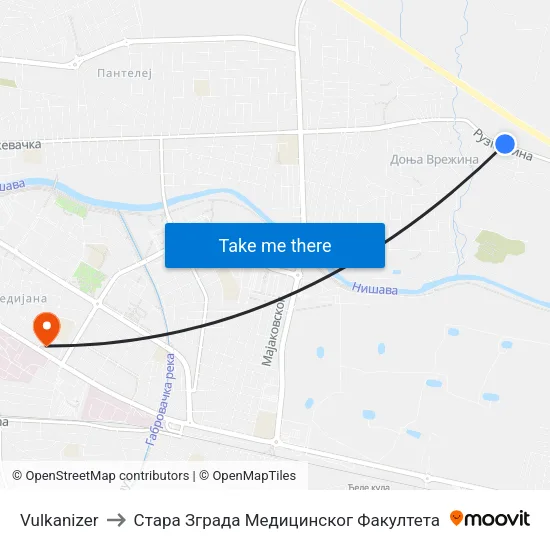 Vulkanizer to Стара Зграда Медицинског Факултета map