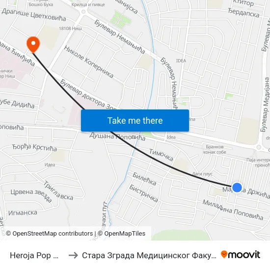 Heroja Pop Miće to Стара Зграда Медицинског Факултета map