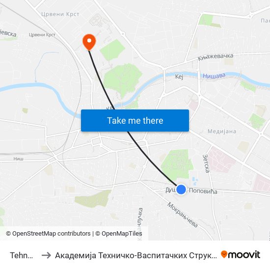 Tehnogas to Академија Техничко-Васпитачких Струковних Студија map