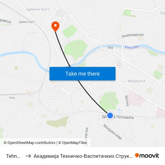 Tehnogas to Академија Техничко-Васпитачких Струковних Студија map