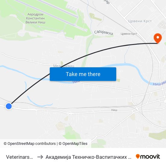 Veterinarski Zavod to Академија Техничко-Васпитачких Струковних Студија map