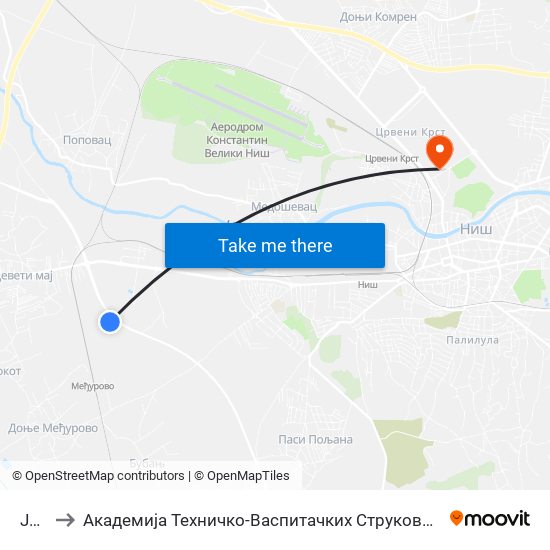 Jura to Академија Техничко-Васпитачких Струковних Студија map