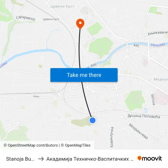 Stanoja Bunuševca to Академија Техничко-Васпитачких Струковних Студија map