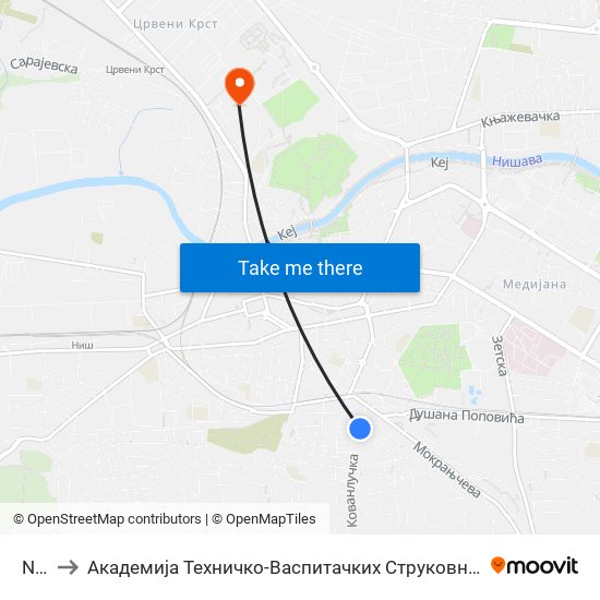 Nkc to Академија Техничко-Васпитачких Струковних Студија map