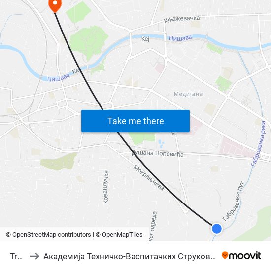 Trafo to Академија Техничко-Васпитачких Струковних Студија map