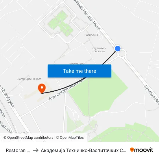 Restoran Indeks to Академија Техничко-Васпитачких Струковних Студија map