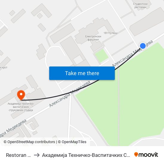 Restoran Indeks to Академија Техничко-Васпитачких Струковних Студија map