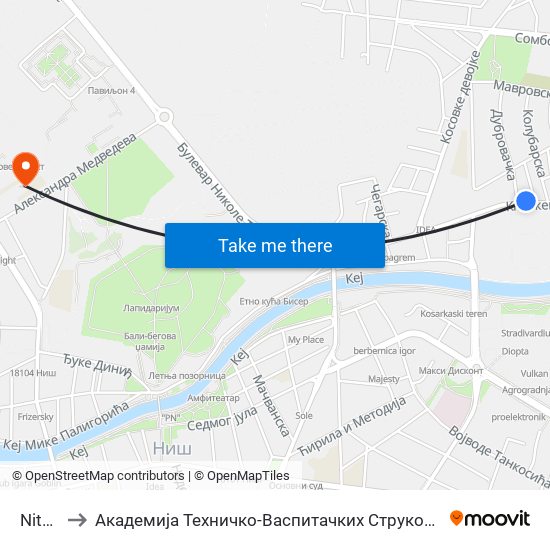 Niteks to Академија Техничко-Васпитачких Струковних Студија map