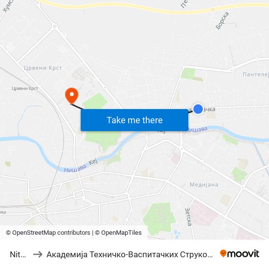 Niteks to Академија Техничко-Васпитачких Струковних Студија map