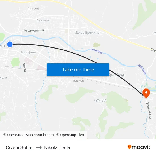 Red High-rise to Nikola Tesla Street map