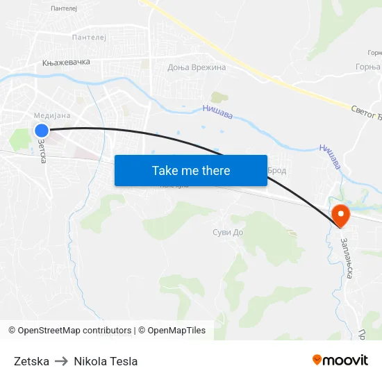 Zeta Street to Nikola Tesla Street map