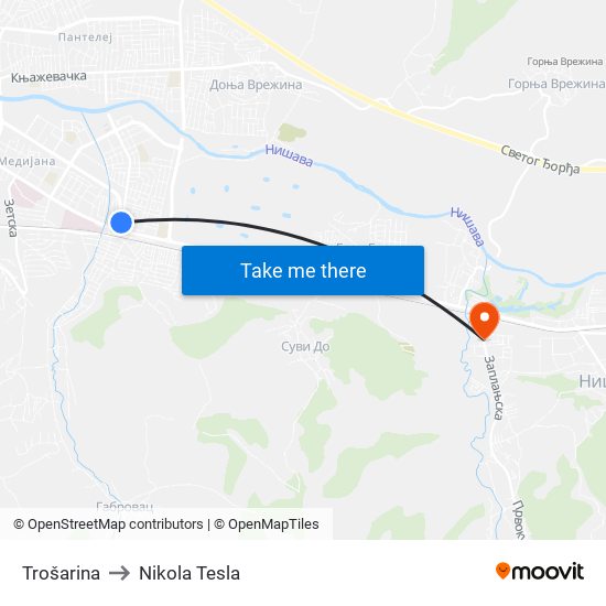 Trošarina to Nikola Tesla map