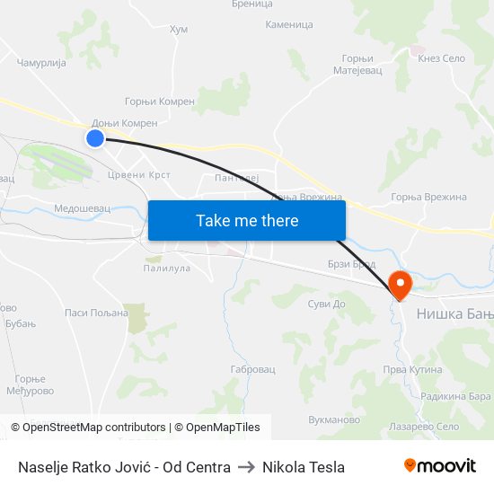 Naselje Ratko Jović - Od Centra to Nikola Tesla map