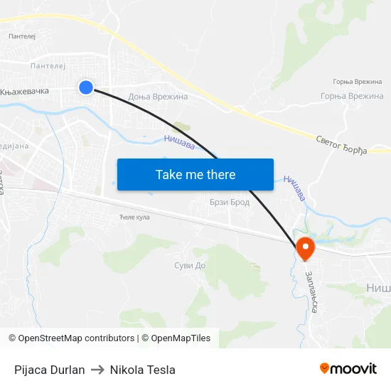 Durlan Market to Nikola Tesla Street map