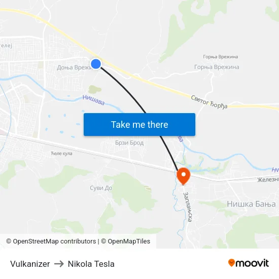 Tire Service to Nikola Tesla Street map