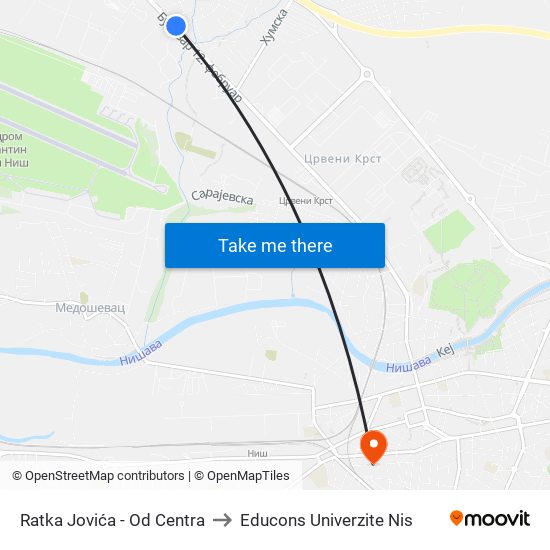 Ratka Jovića - Od Centra to Educons Univerzite Nis map