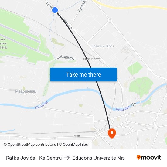 Ratka Jovića - Ka Centru to Educons Univerzite Nis map