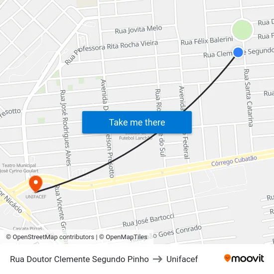 Rua Doutor Clemente Segundo Pinho to Unifacef map
