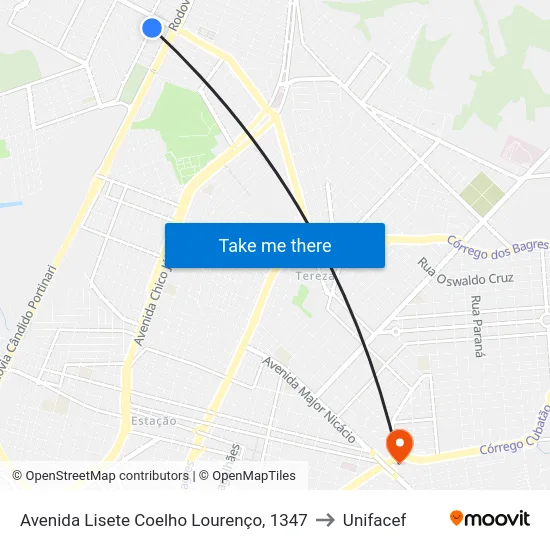 Avenida Lisete Coelho Lourenço, 1347 to Unifacef map