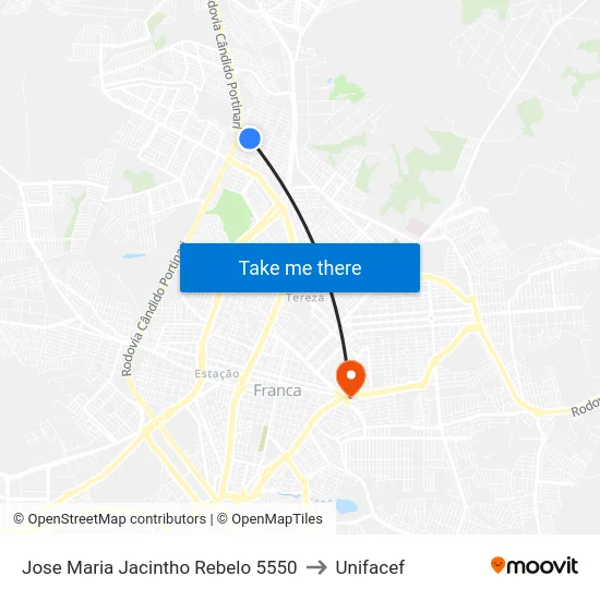 Jose Maria Jacintho Rebelo 5550 to Unifacef map