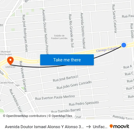 Avenida Doutor Ismael Alonso Y Alonso 3463 to Unifacef map