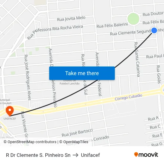R Dr Clemente S. Pinheiro Sn to Unifacef map