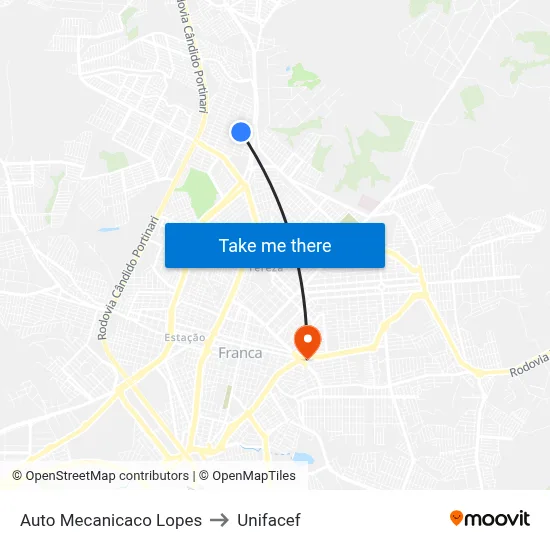 Auto Mecanicaco Lopes to Unifacef map