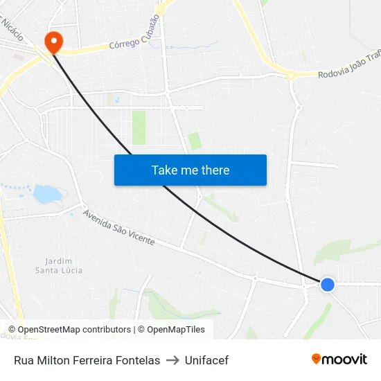 Rua Milton Ferreira Fontelas to Unifacef map