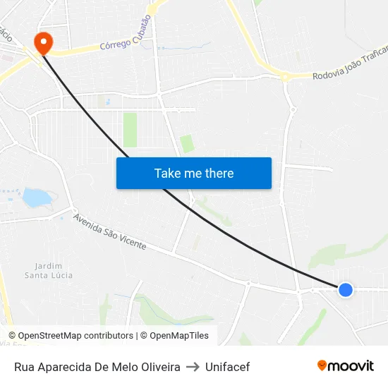 Rua Aparecida De Melo Oliveira to Unifacef map