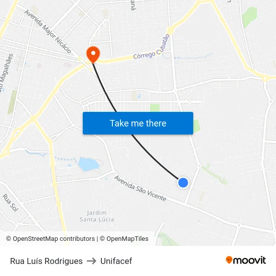 Rua Luís Rodrigues to Unifacef map