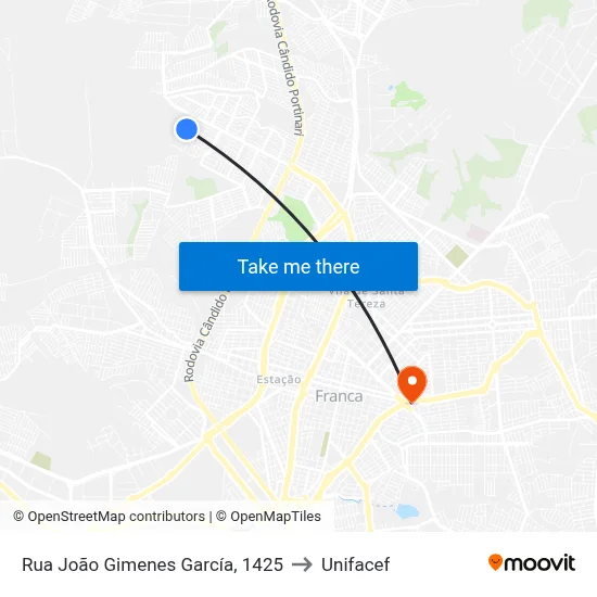 Rua João Gimenes García, 1425 to Unifacef map