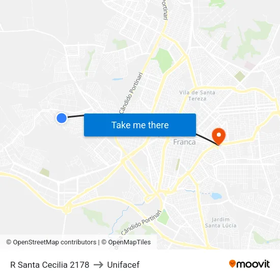 R Santa Cecilia 2178 to Unifacef map