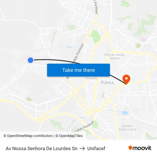 Av Nossa Senhora De Lourdes Sn to Unifacef map