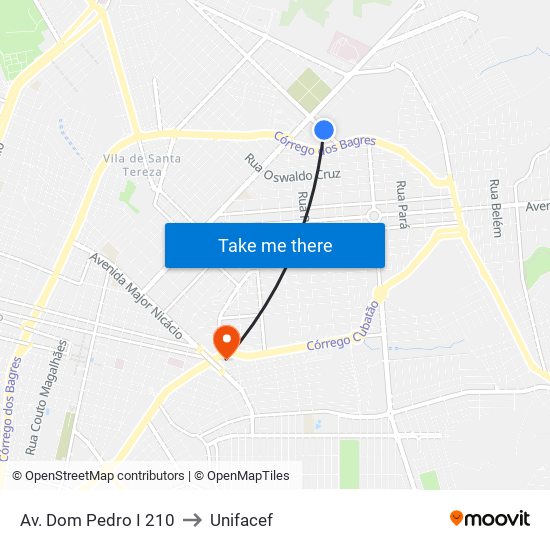 Av. Dom Pedro I 210 to Unifacef map
